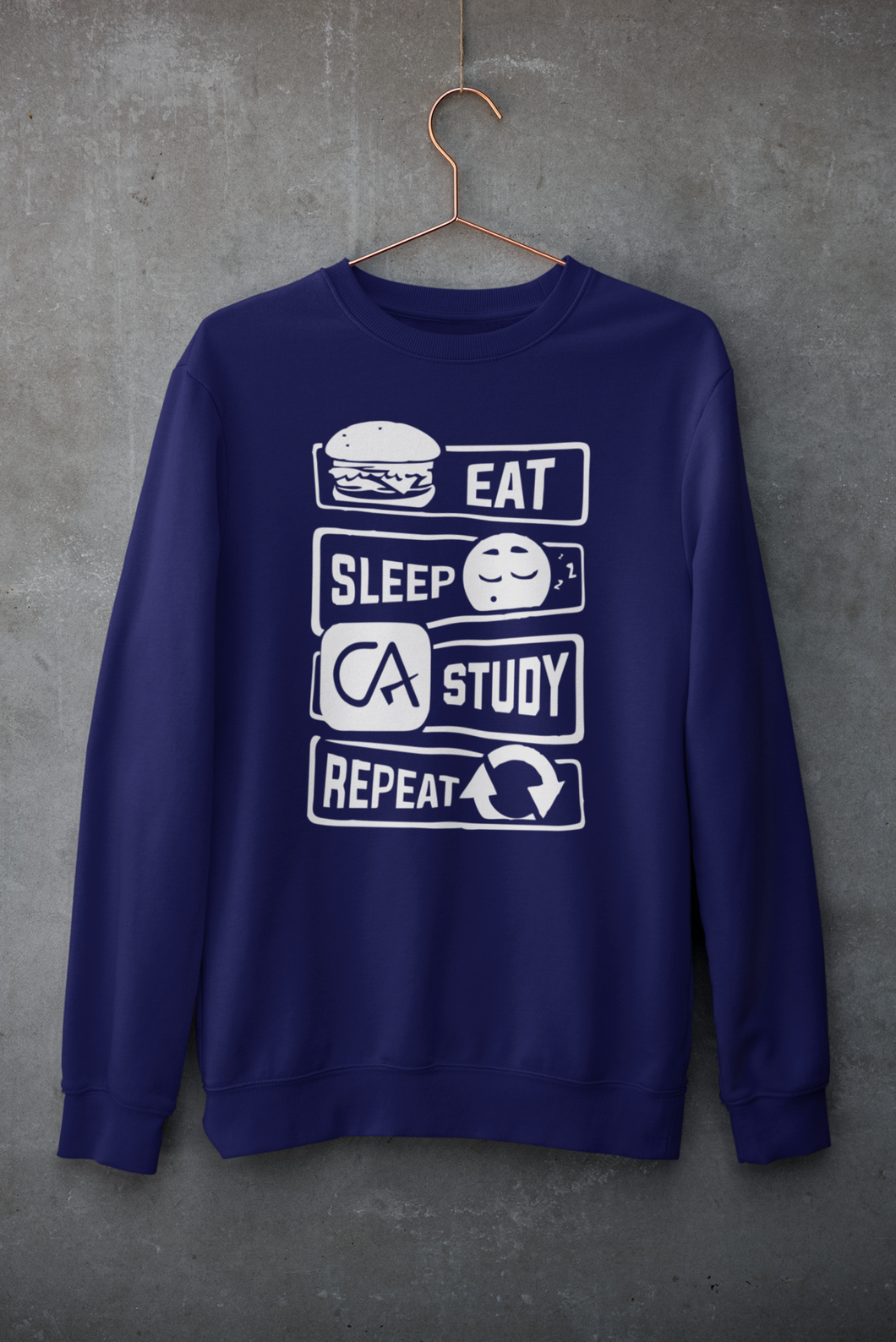 Eat Sleep Study Repeat (Unisex - Navy Blue - XXL)
